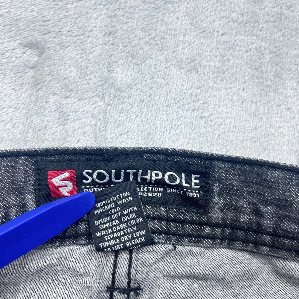 Southpole Distressed Denim Jeans Men's Sz 34 Black Gray‎ Ripped Grunge Western
